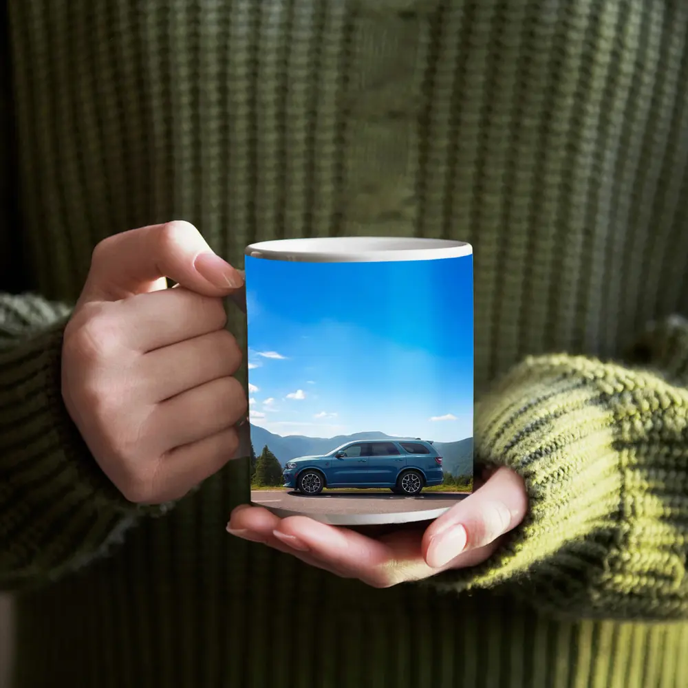 Dodge Durango Blue SUV Mountain Road – Mugs