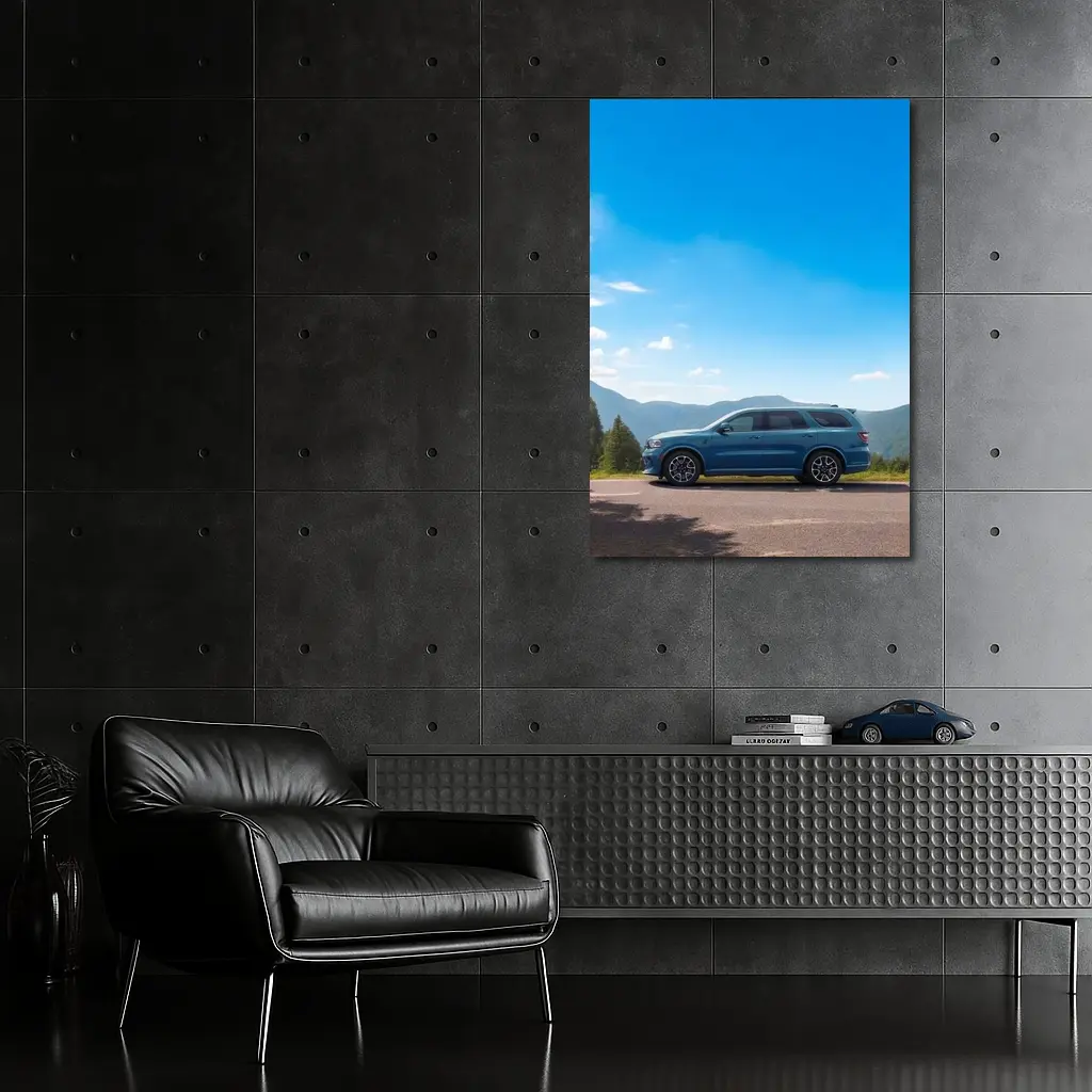 Dodge Durango Blue SUV Mountain Road – Wall Art