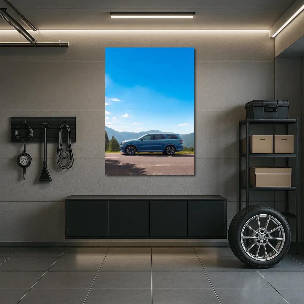 Dodge Durango Blue SUV Mountain Road – Wall Art