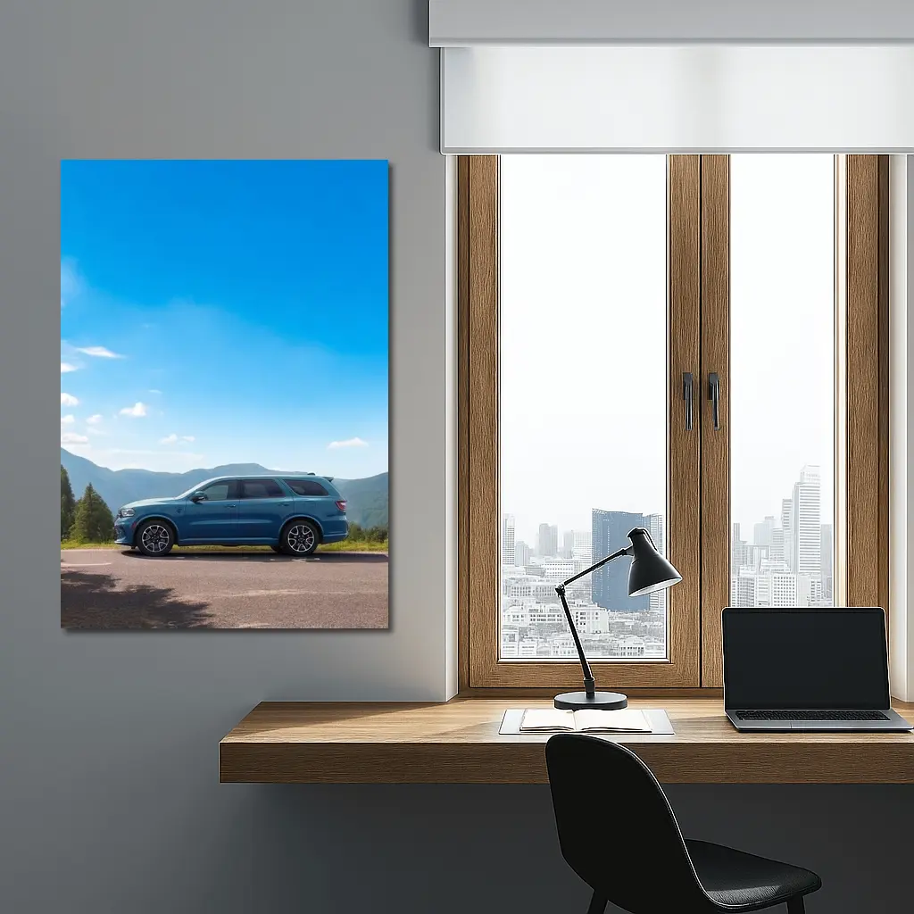 Dodge Durango Blue SUV Mountain Road – Wall Art
