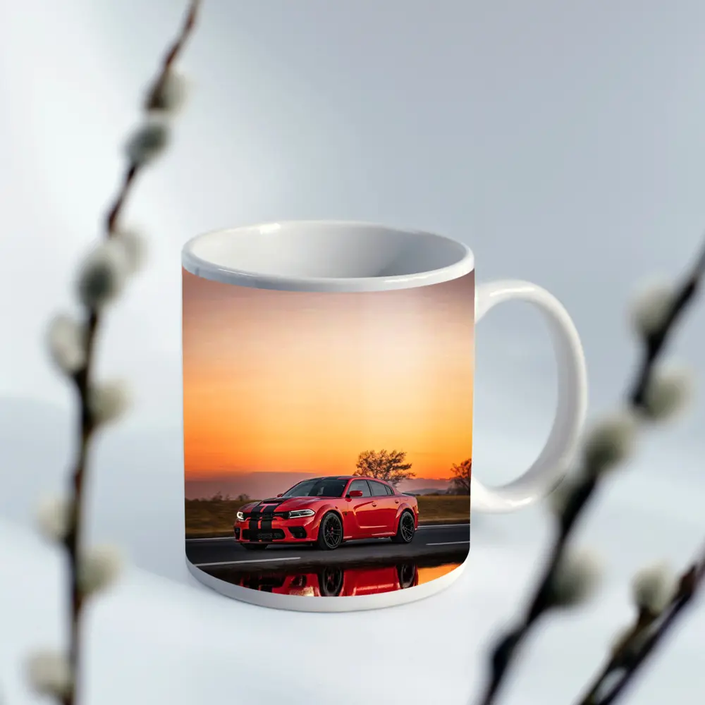 Dodge Charger Red Sunset Highway Drive – Mugs