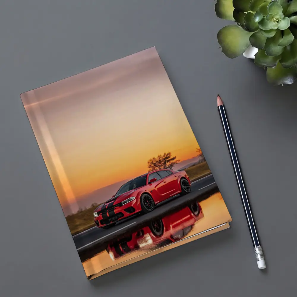 Dodge Charger Red Sunset Highway Drive – Notebooks
