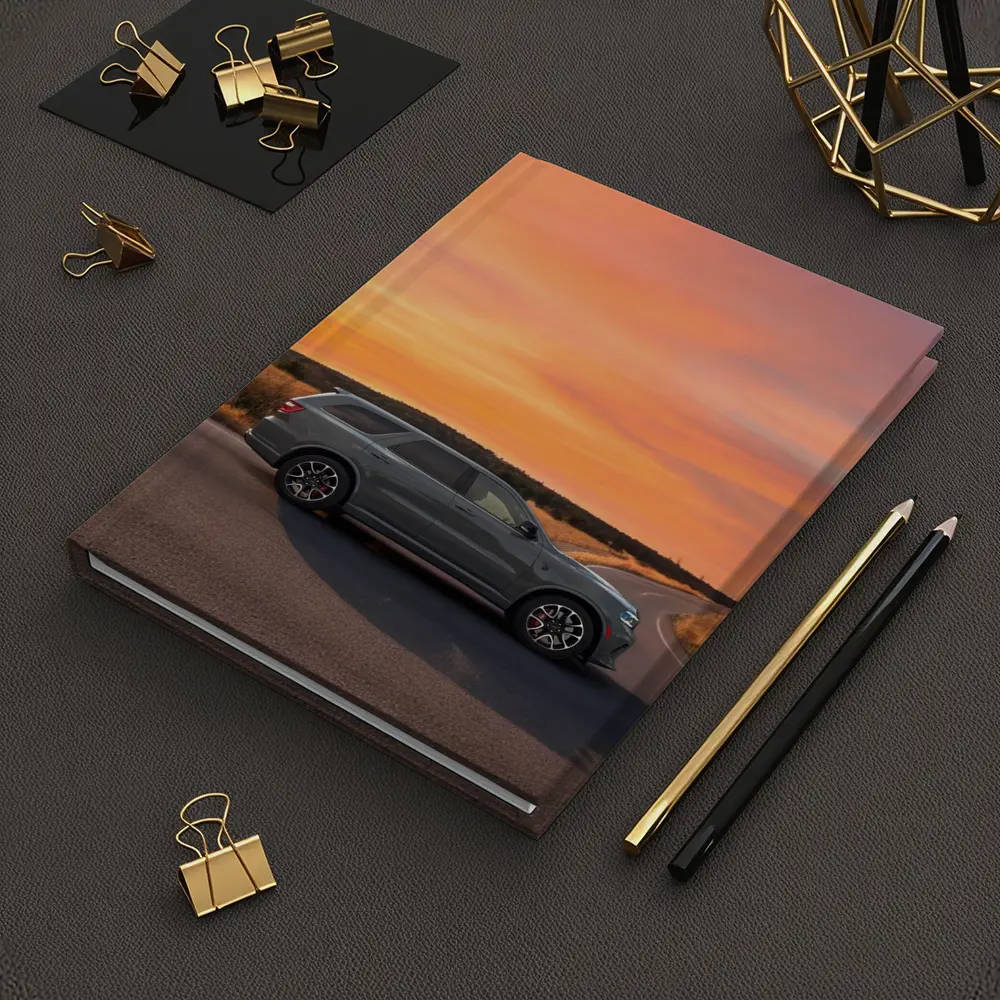 Dodge Durango Parked Road Fiery Sunset Sky – Notebooks