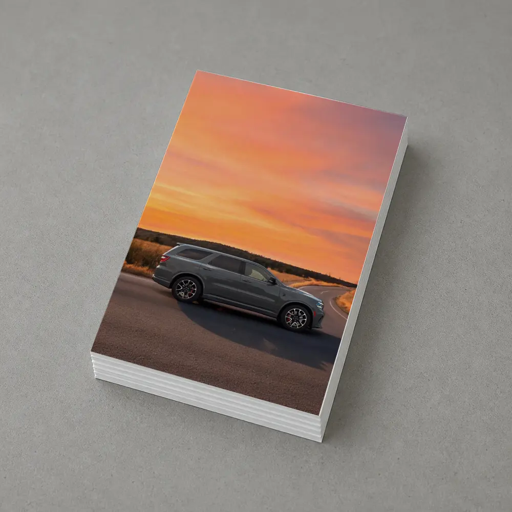 Dodge Durango Parked Road Fiery Sunset Sky – Postcards