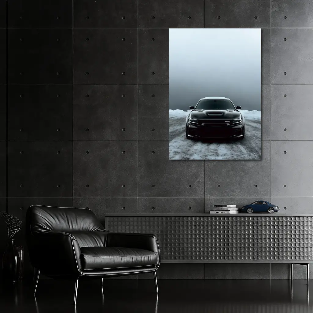 Dodge Charger SRT Black Snow Winter Scene – Wall Art