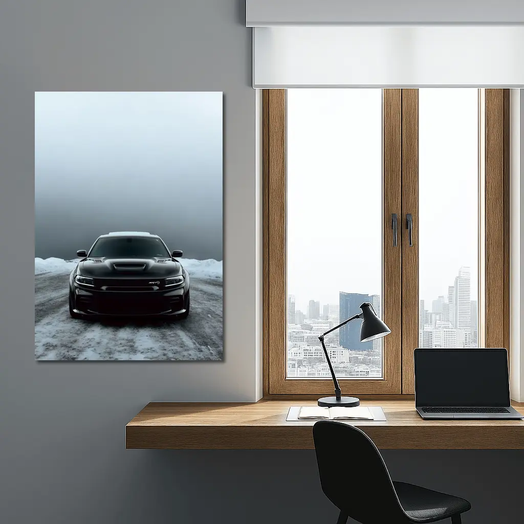 Dodge Charger SRT Black Snow Winter Scene – Wall Art