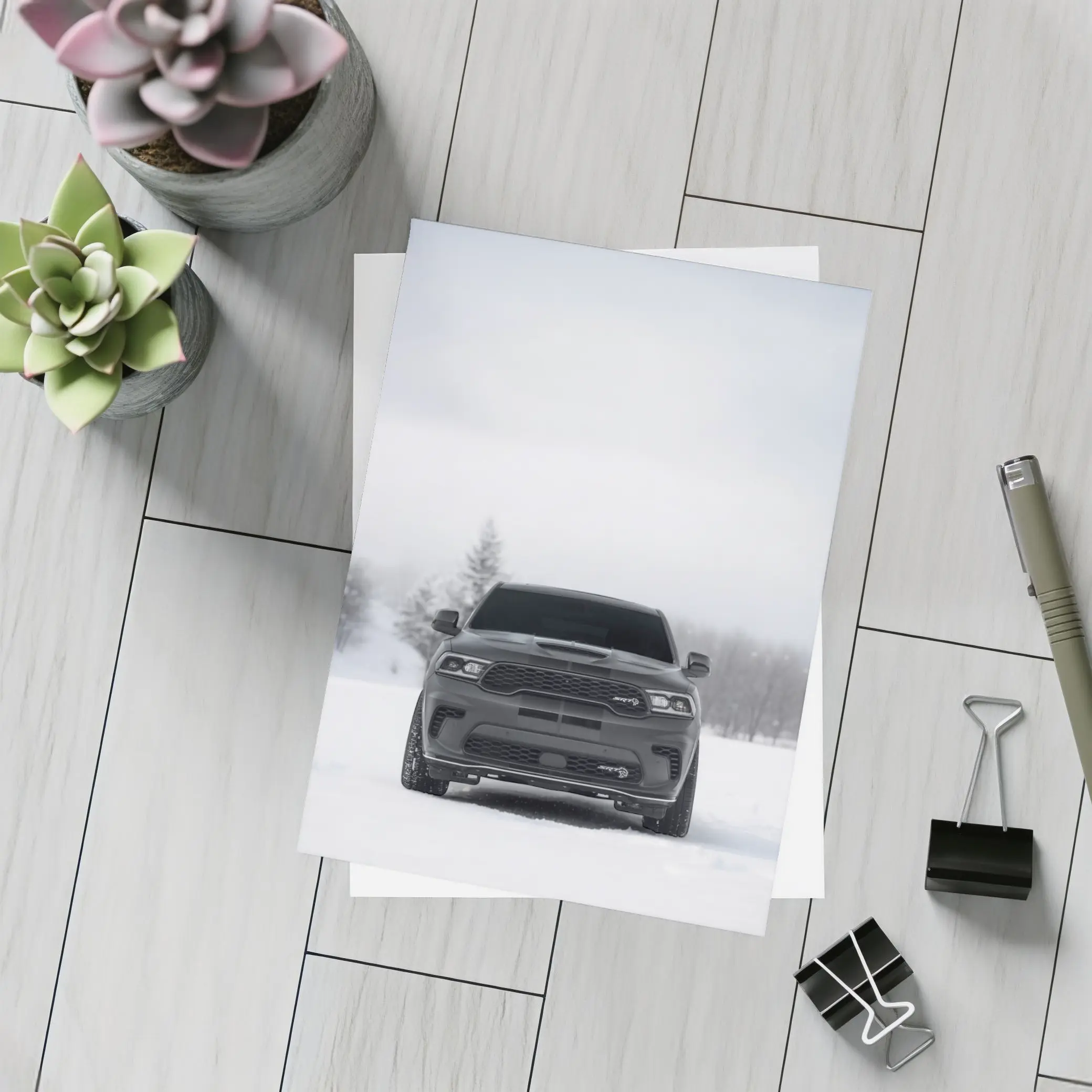 Dodge Durango SRT Front View Winter Snow – Postcards