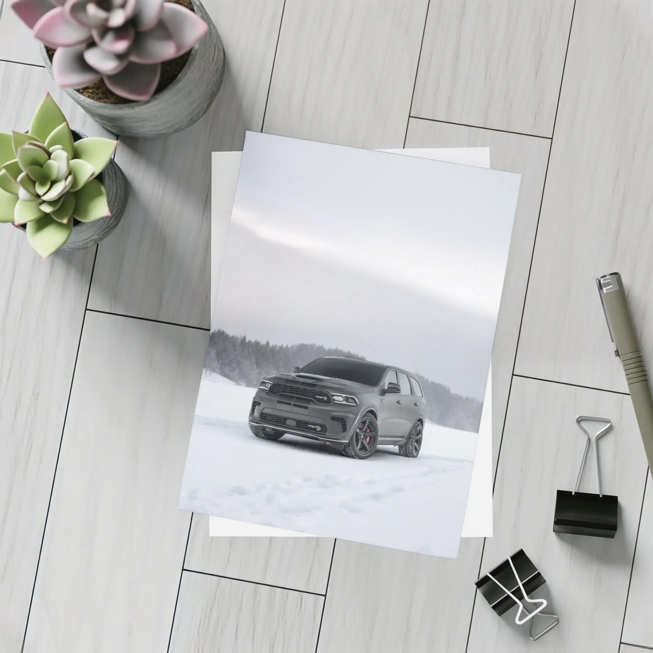 Dodge Durango SRT Matte Black Winter Snow – Postcards