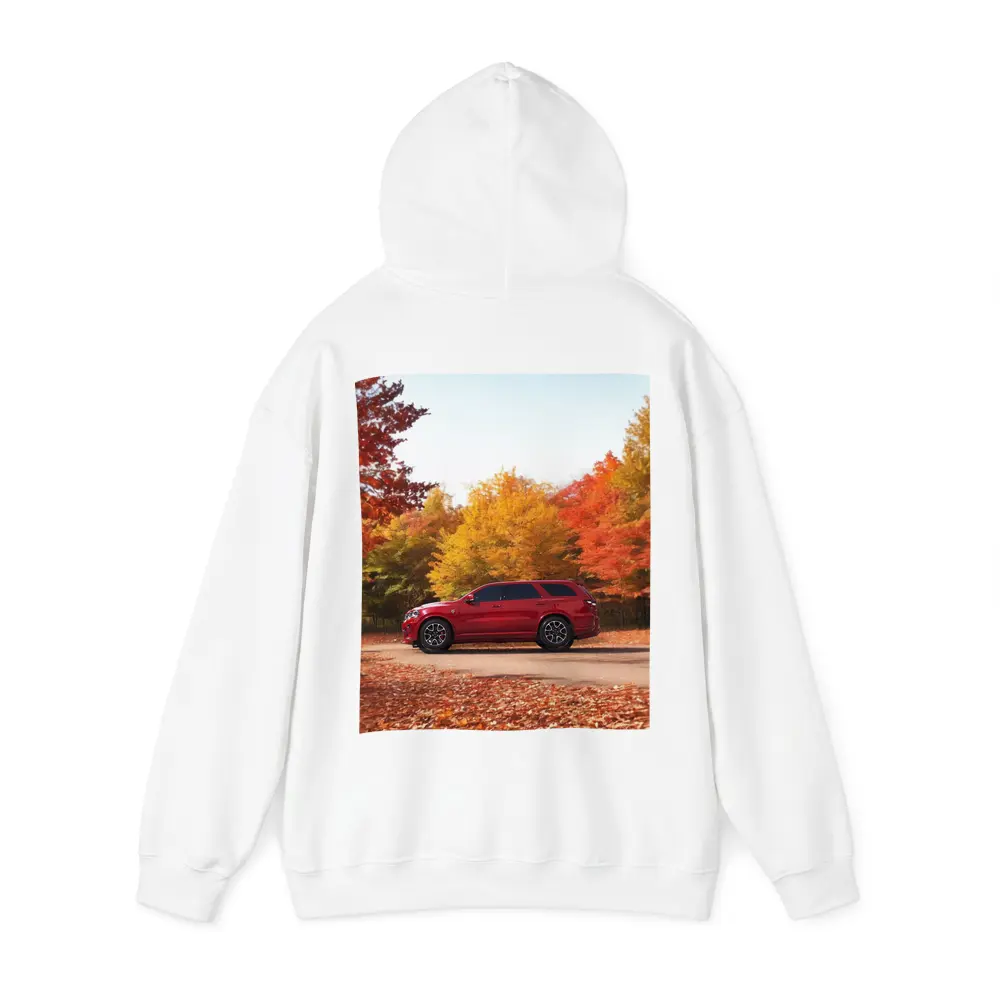 Dodge Durango Red SUV Autumn Forest – Hoodies
