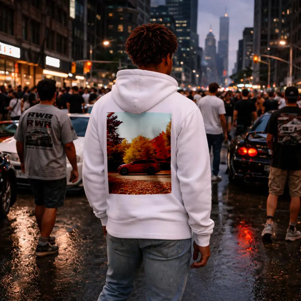 Dodge Durango Red SUV Autumn Forest – Hoodies