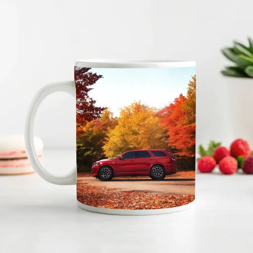 Dodge Durango Red SUV Autumn Forest – Mugs