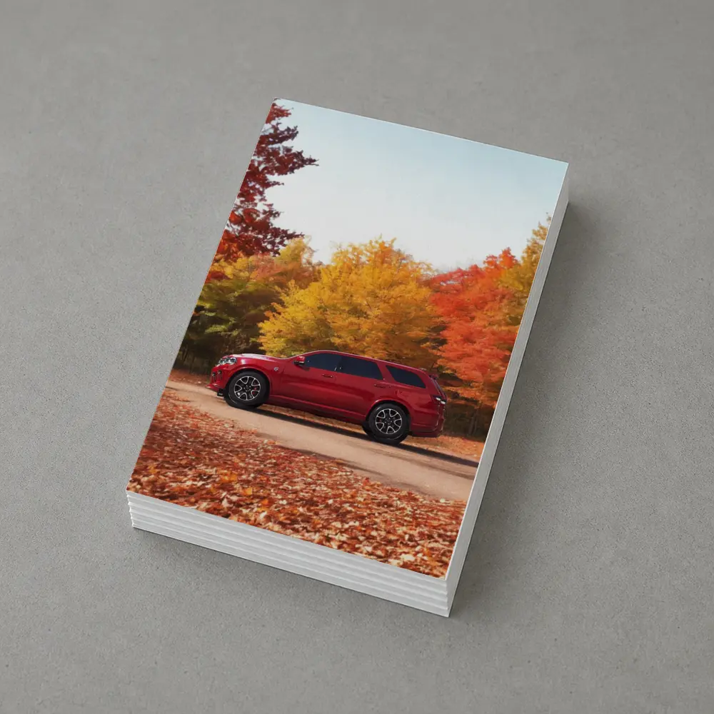 Dodge Durango Red SUV Autumn Forest – Postcards