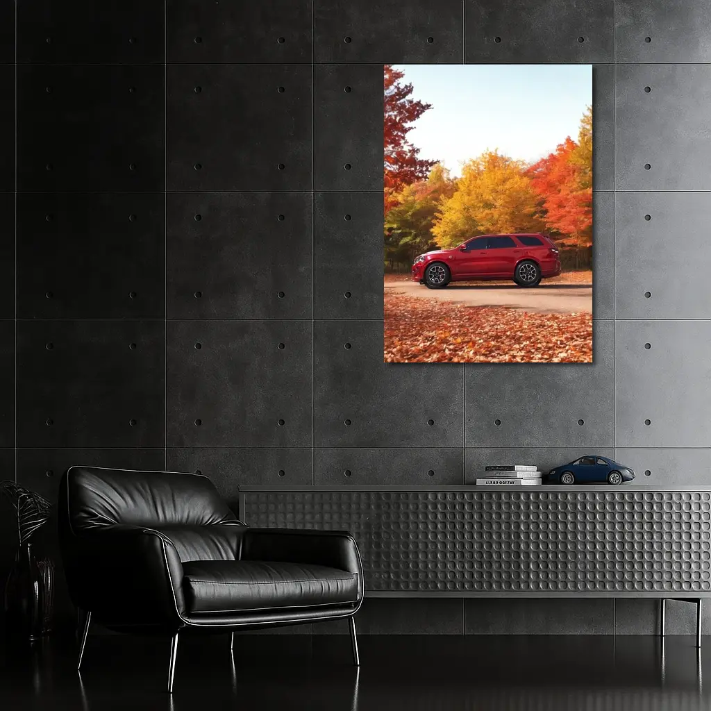 Dodge Durango Red SUV Autumn Forest – Wall Art