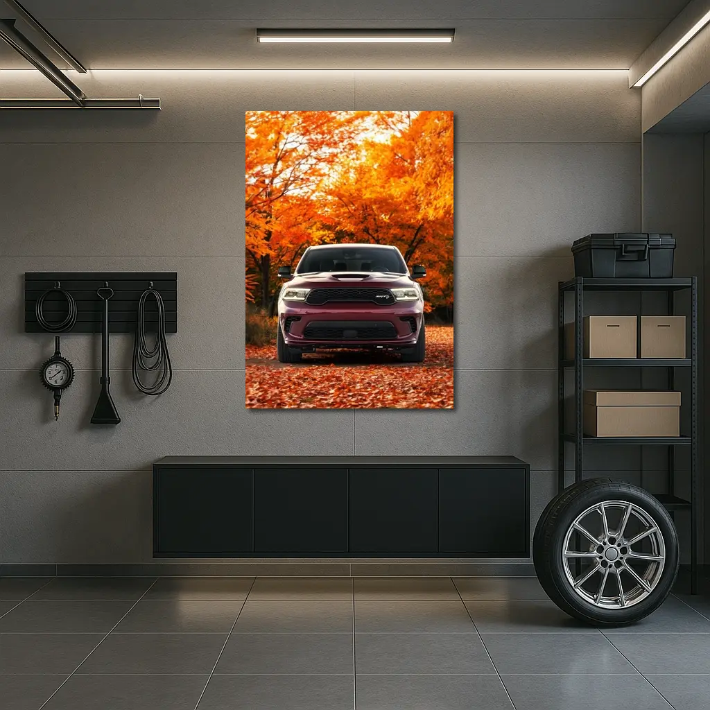 Dodge Durango SRT Front View Autumn Trees – Wall Art