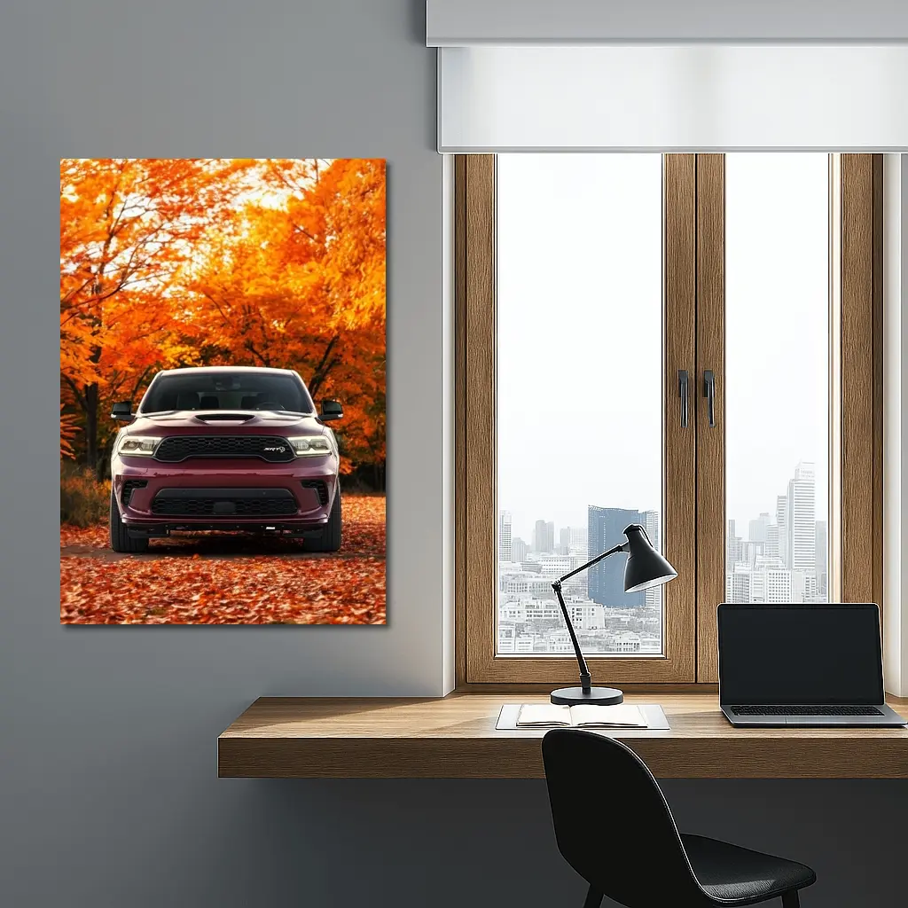 Dodge Durango SRT Front View Autumn Trees – Wall Art