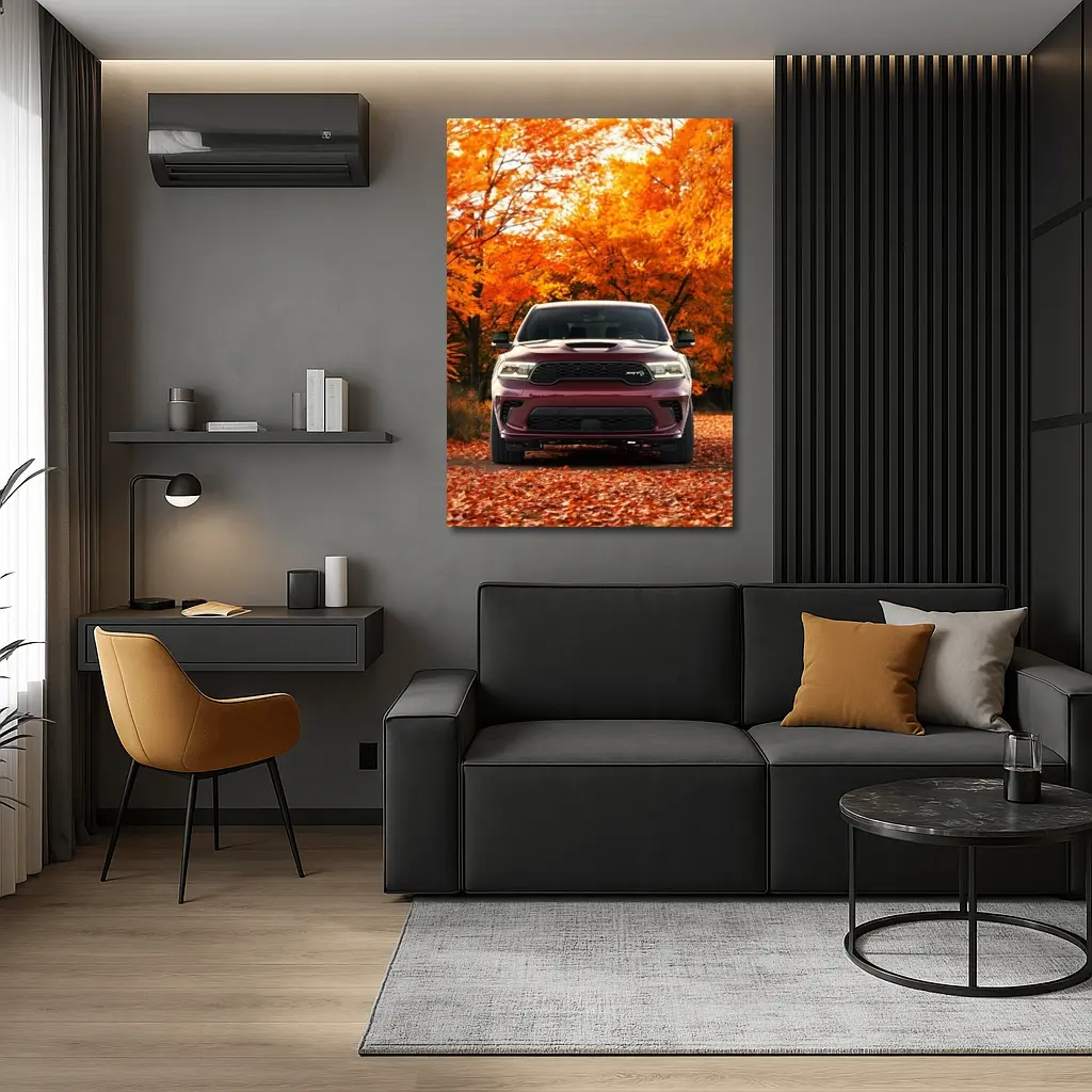 Dodge Durango SRT Front View Autumn Trees – Wall Art