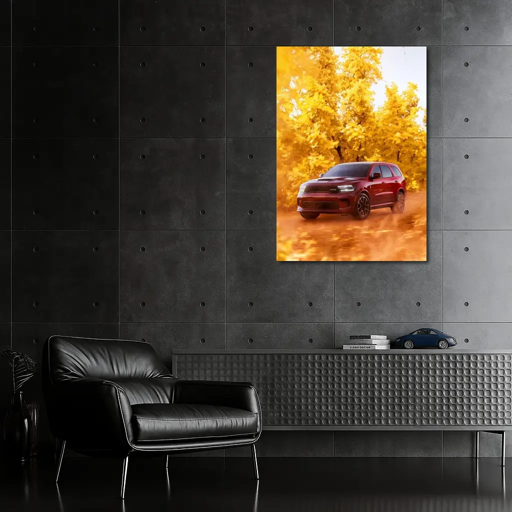 Dodge Durango SRT Red Autumn Forest Drive – Wall Art