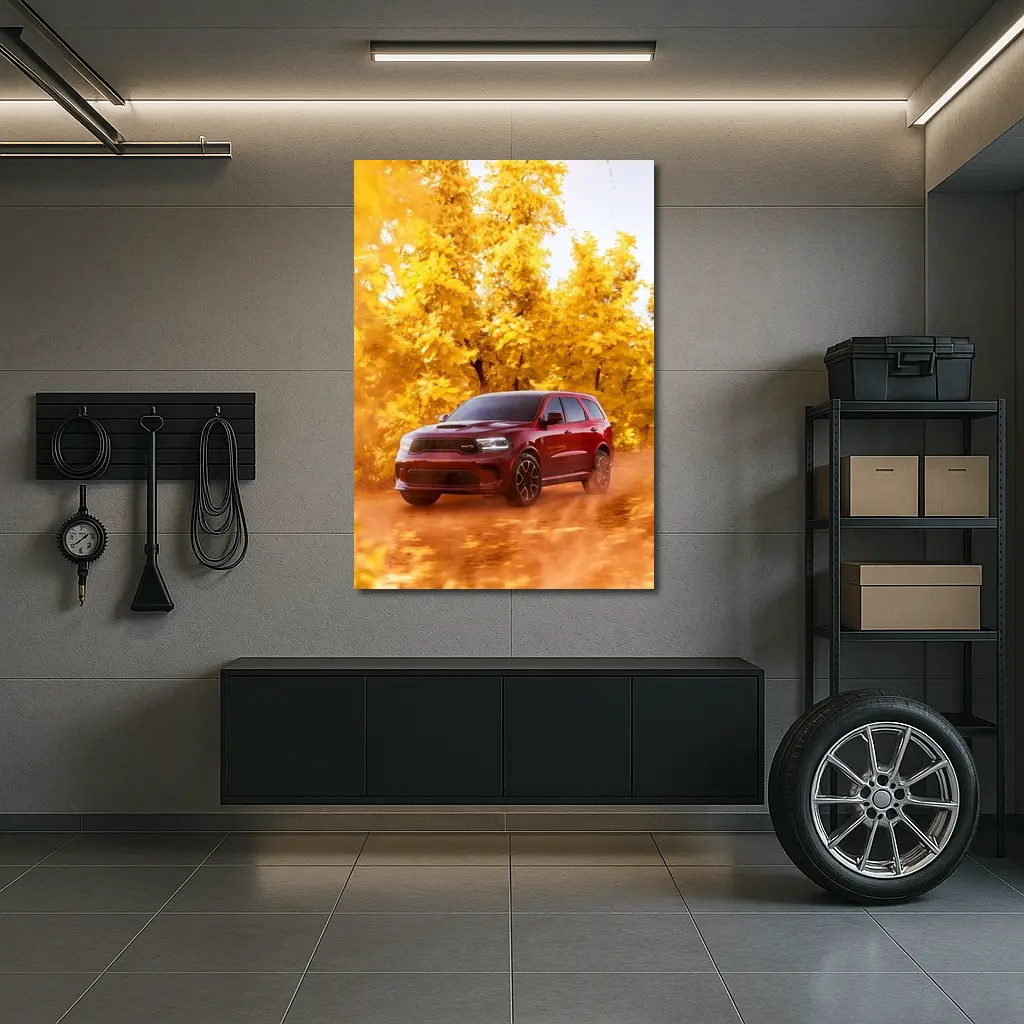 Dodge Durango SRT Red Autumn Forest Drive – Wall Art