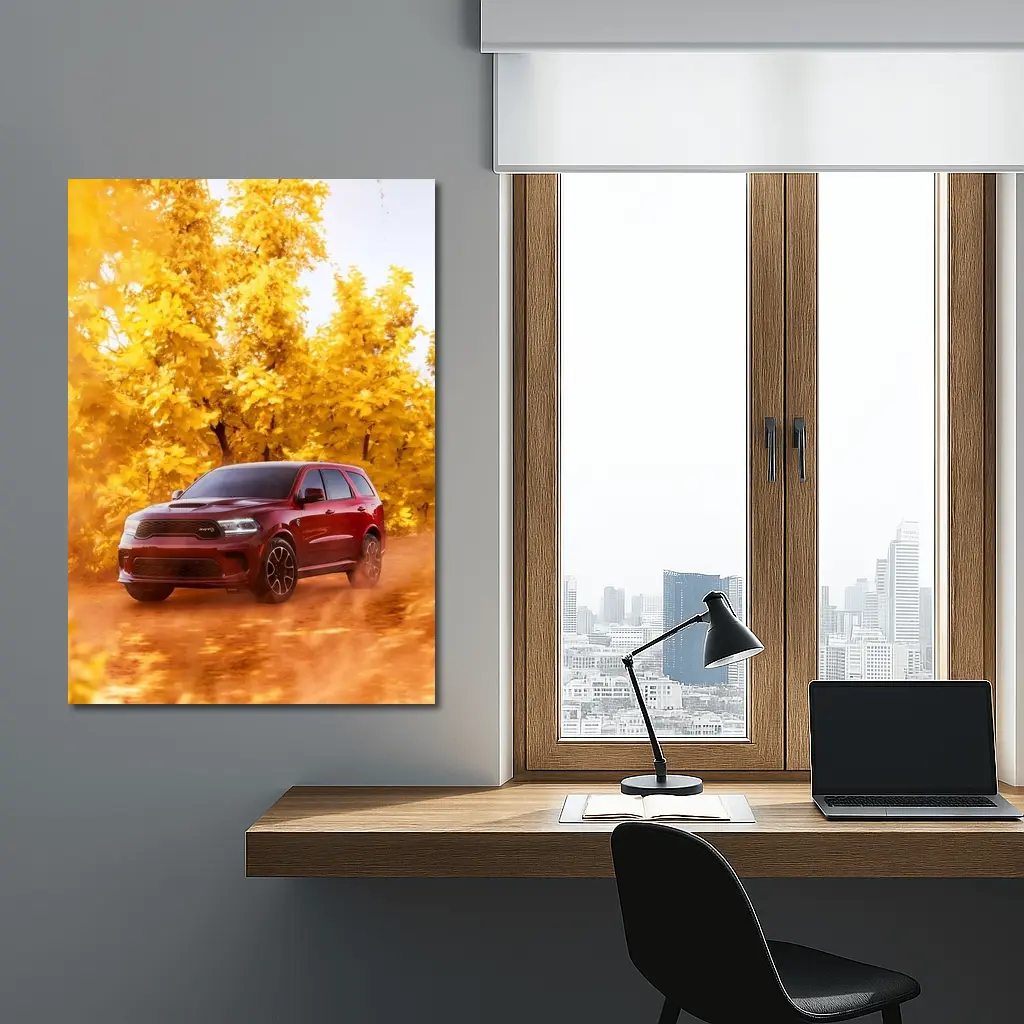 Dodge Durango SRT Red Autumn Forest Drive – Wall Art