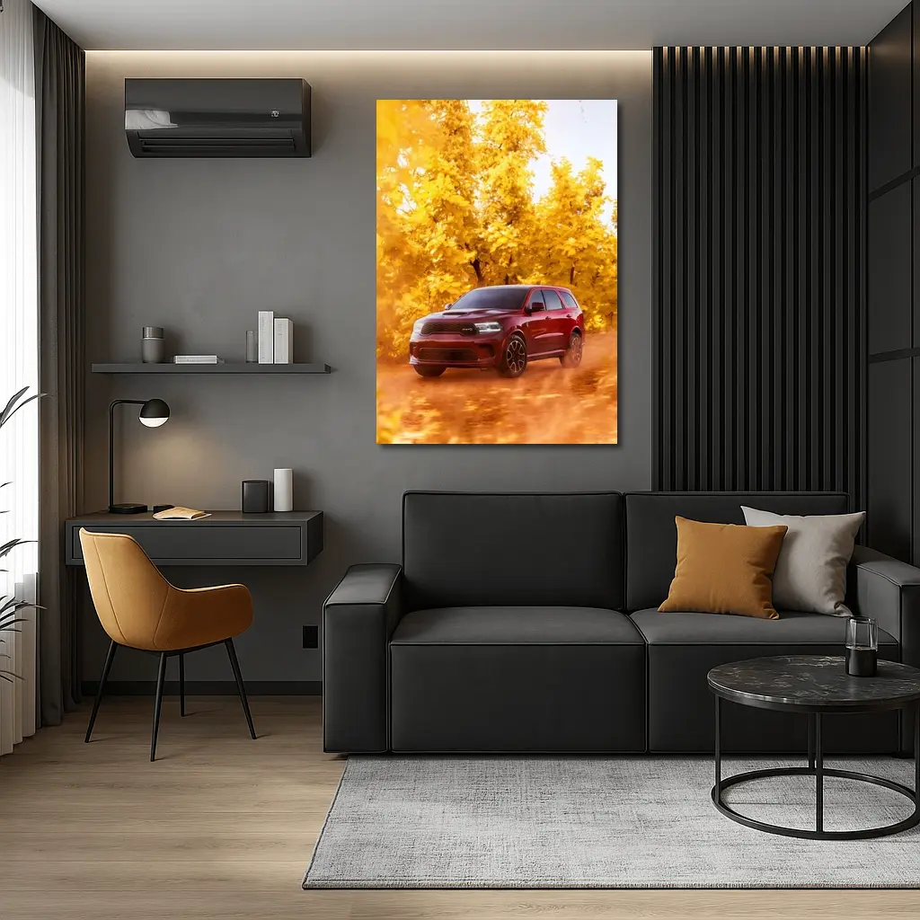 Dodge Durango SRT Red Autumn Forest Drive – Wall Art