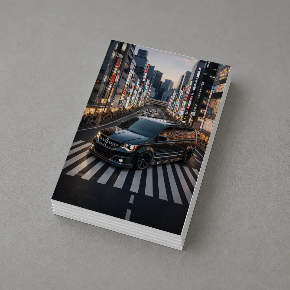 Dodge Grand Caravan Black Tokyo City Streets – Postcards