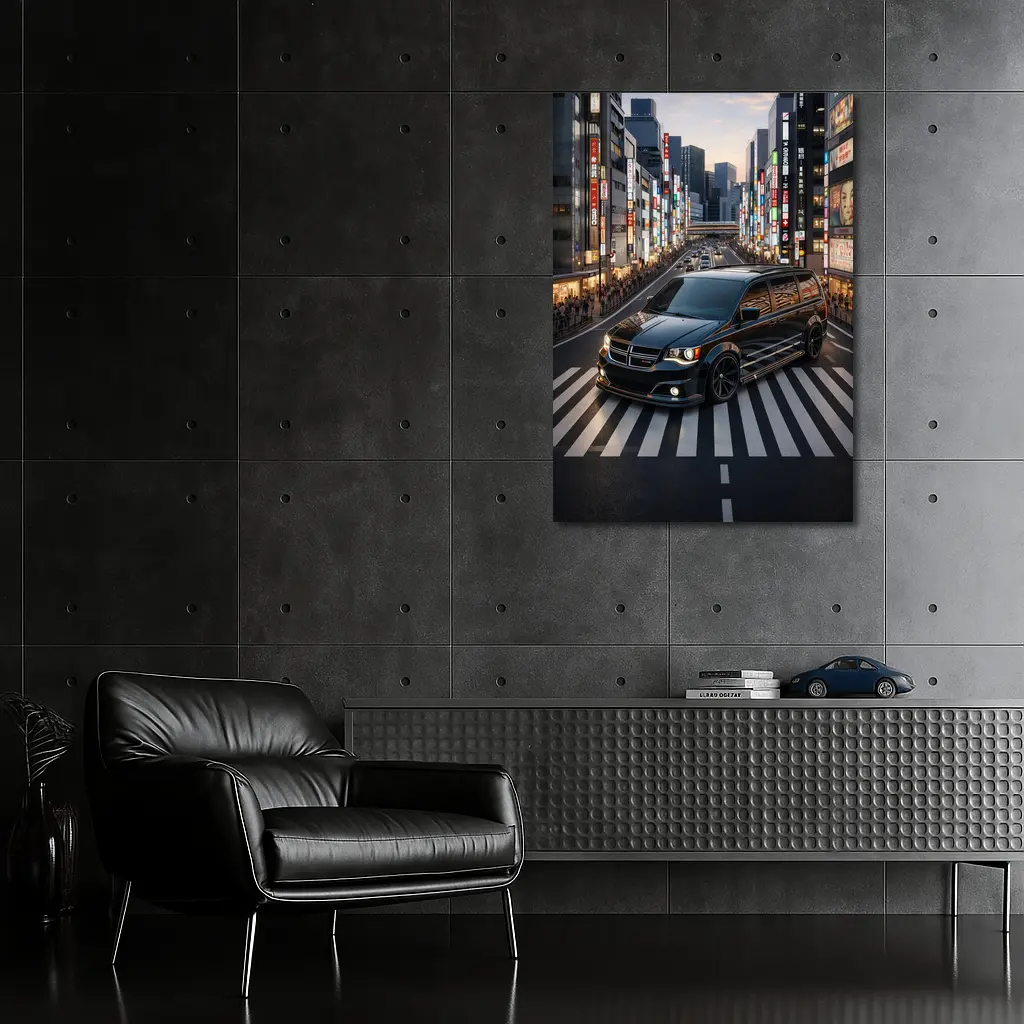 Dodge Grand Caravan Black Tokyo City Streets – Wall Art