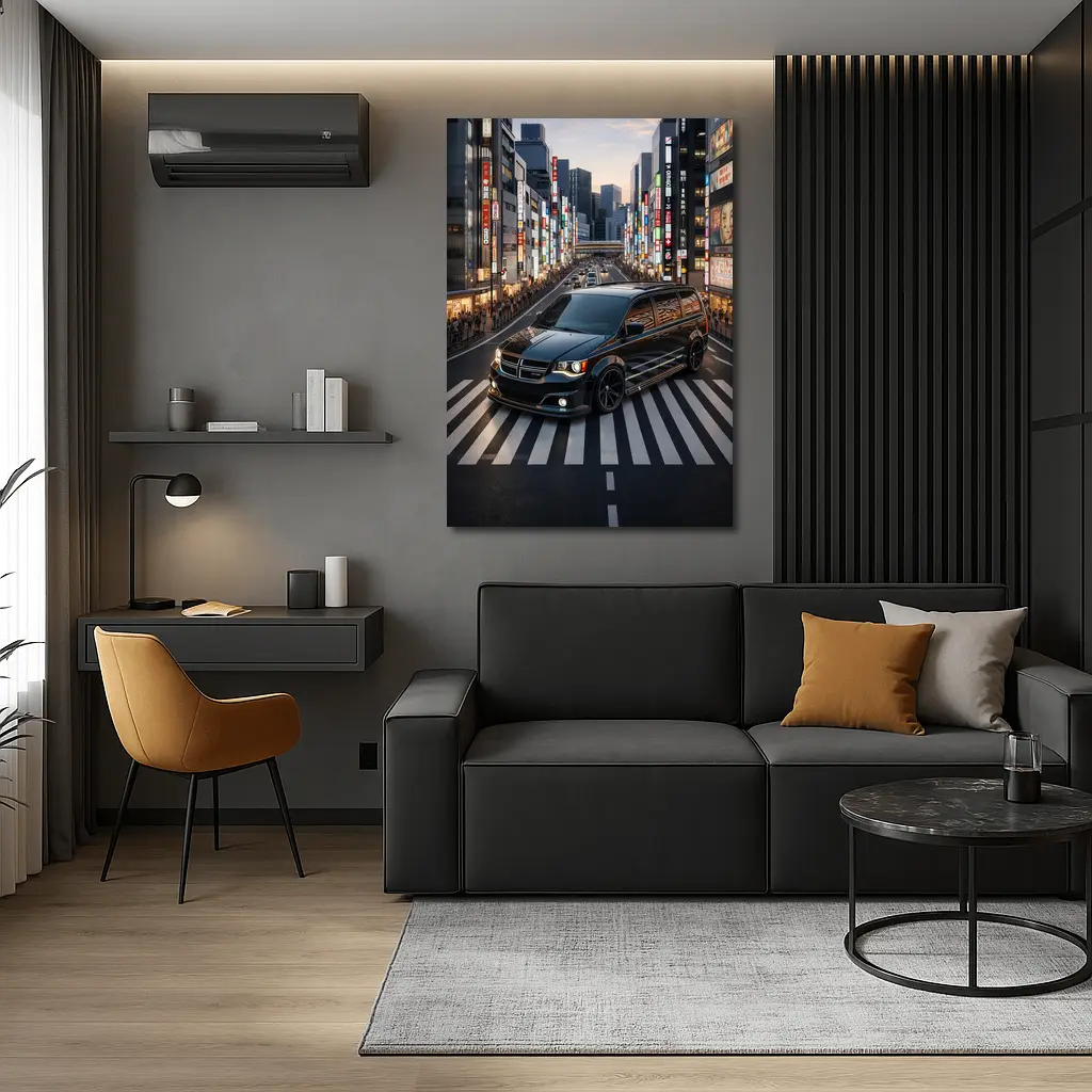 Dodge Grand Caravan Black Tokyo City Streets – Wall Art