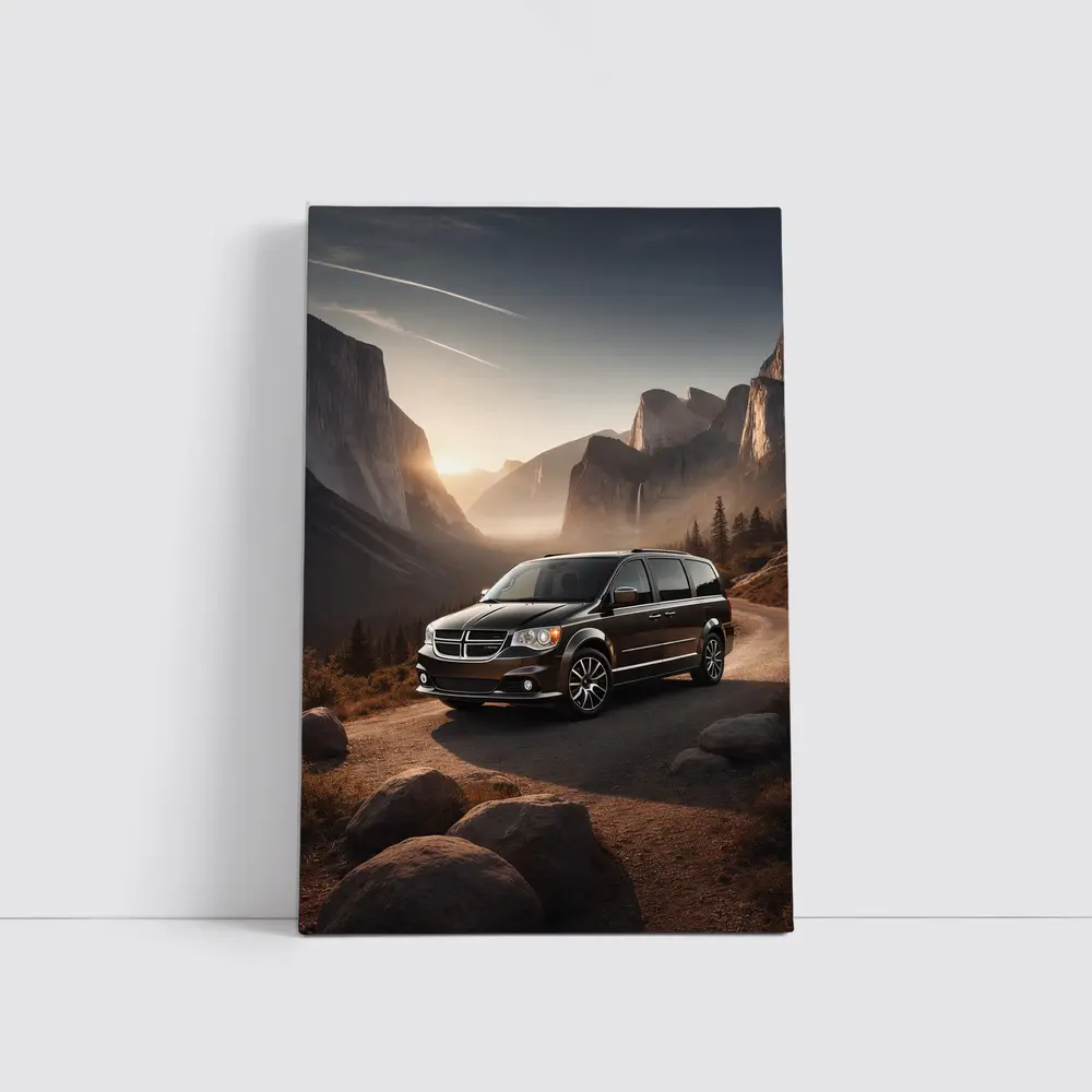Dodge Grand Caravan RT Black Minivan Mountain Sunset – Wall Art