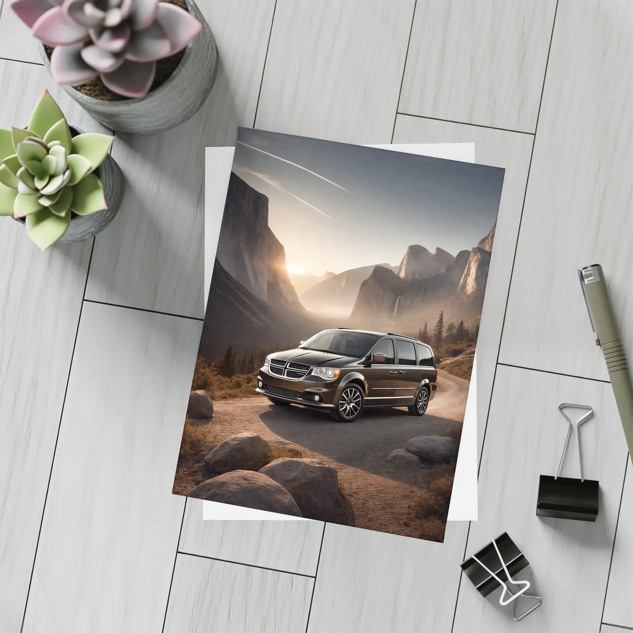 Dodge Grand Caravan Mountain Sunset Landscape – Postcards