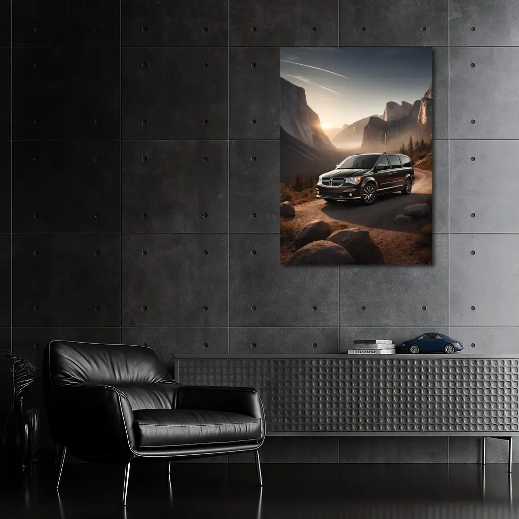 Dodge Grand Caravan RT Black Minivan Mountain Sunset – Wall Art