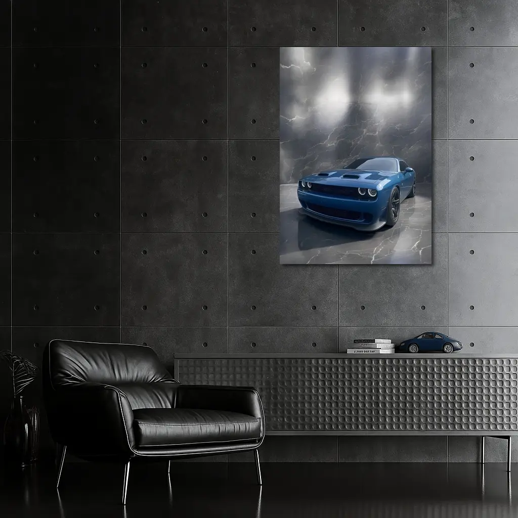 Dodge Challenger Hellcat Blue Marble Studio – Wall Art