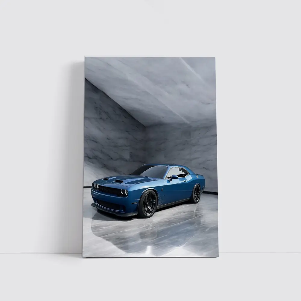 Dodge Challenger Hellcat Blue Marble Studio – Wall Art