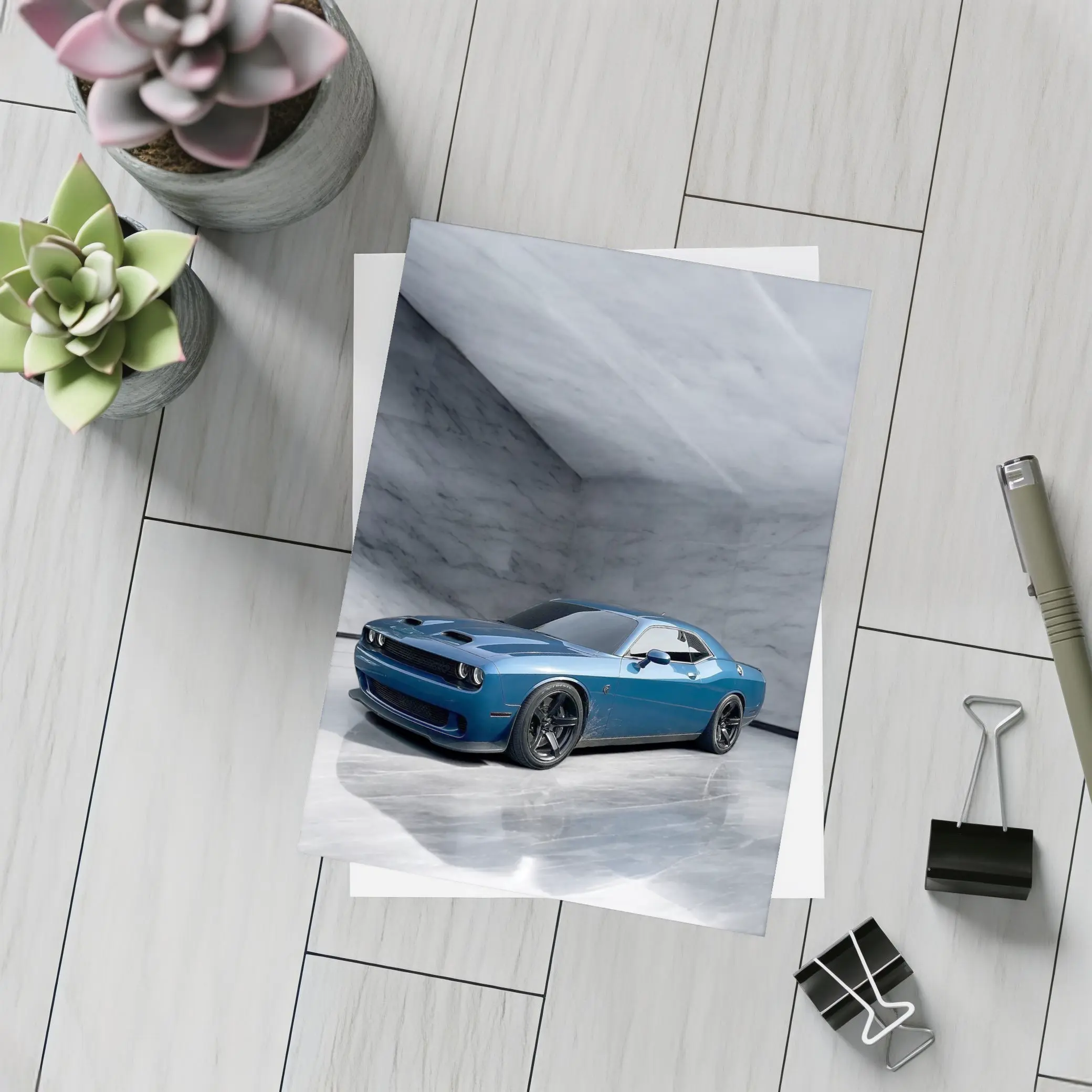 Dodge Challenger Hellcat Blue Marble Studio – Postcards