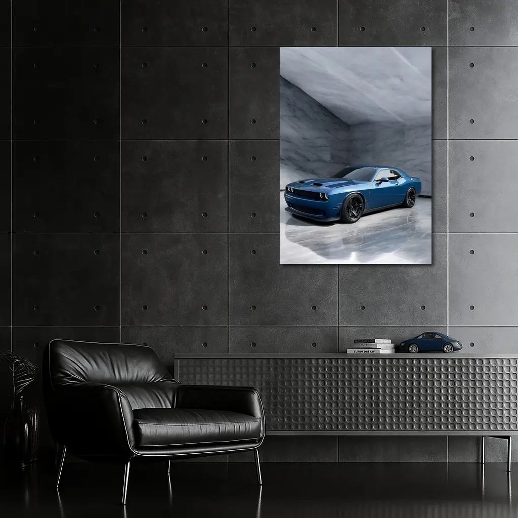 Dodge Challenger Hellcat Blue Marble Studio – Wall Art