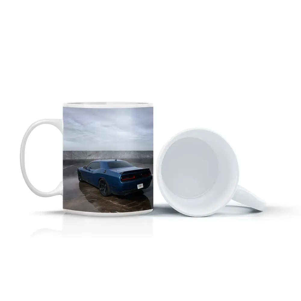 Dodge Challenger Hellcat Blue Marble Background – Mugs