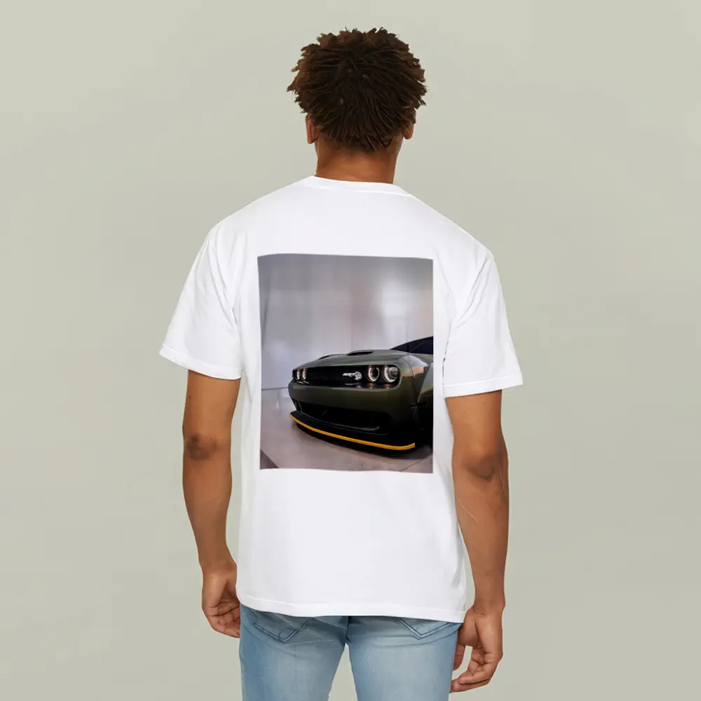 Dodge Challenger SRT Hellcat Green Front View – T-Shirts