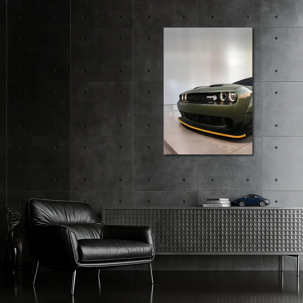 Dodge Challenger SRT Hellcat Green Front View – Wall Art
