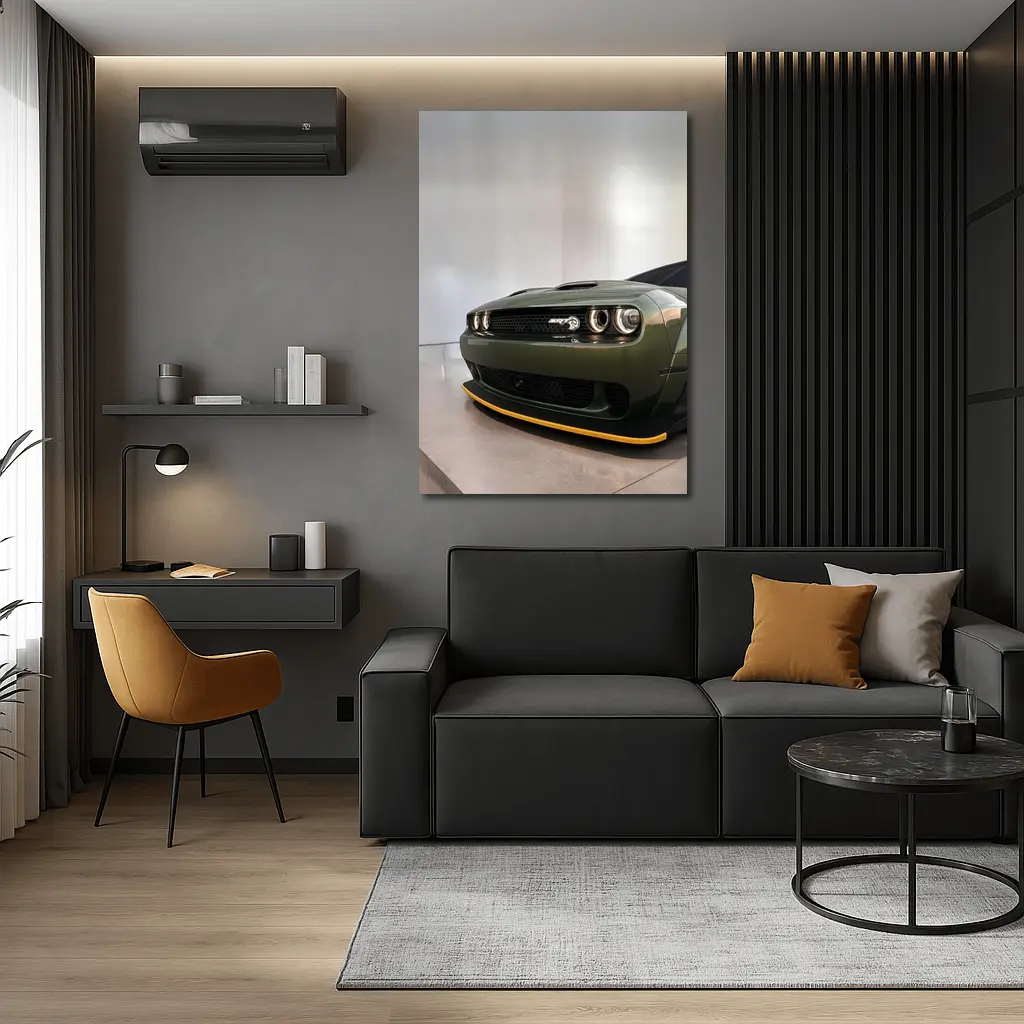 Dodge Challenger SRT Hellcat Green Front View – Wall Art
