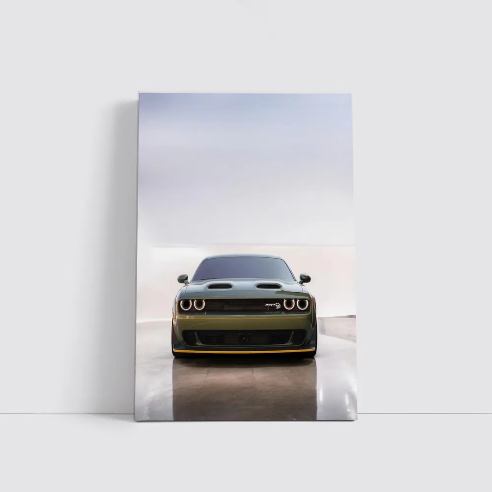 Dodge Challenger SRT Hellcat Green Front View – Wall Art