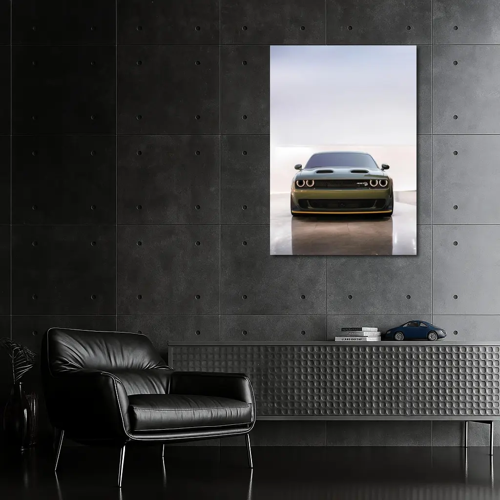 Dodge Challenger SRT Hellcat Green Front View – Wall Art
