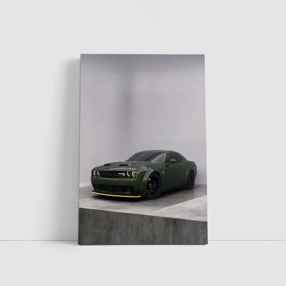Dodge Challenger Hellcat Green Studio Shot – Wall Art