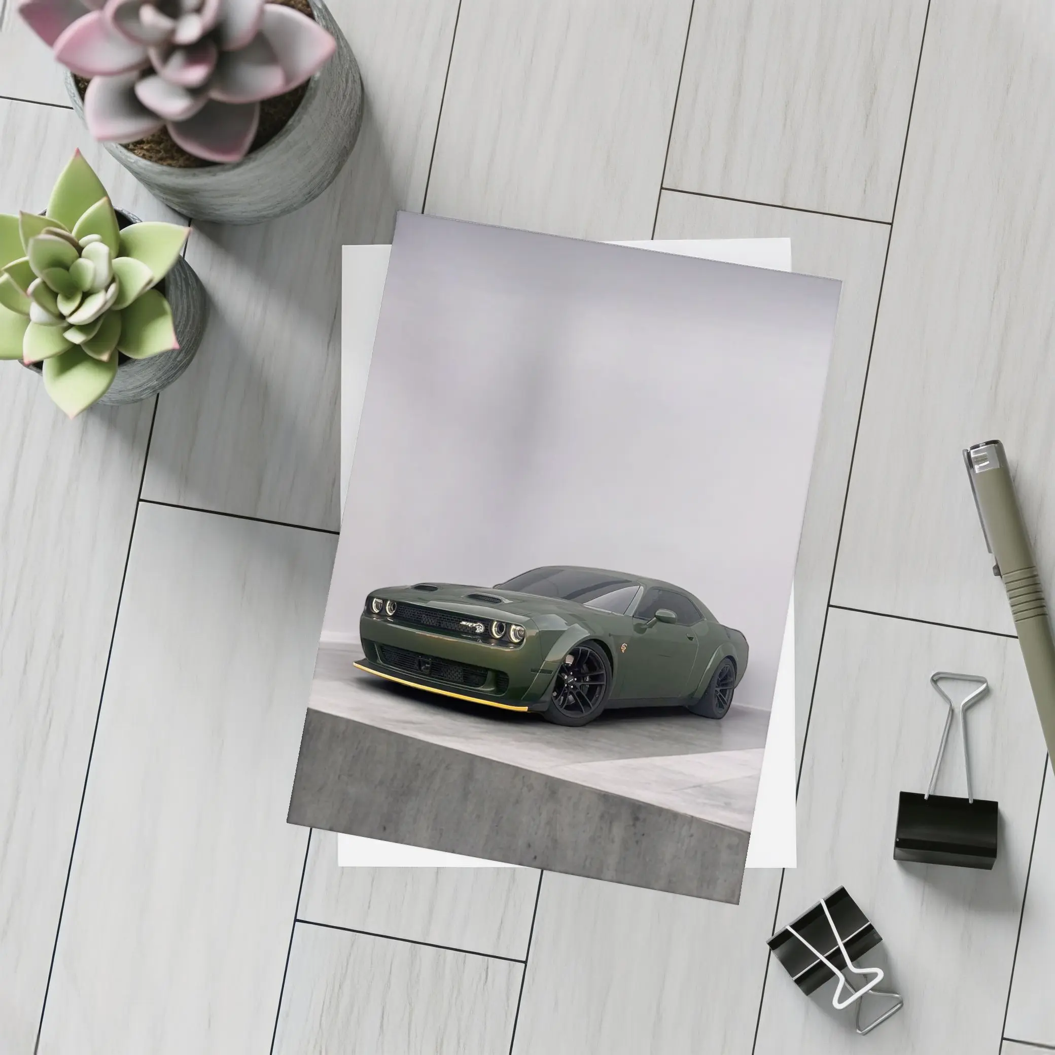 Dodge Challenger Hellcat Green Studio Shot – Postcards
