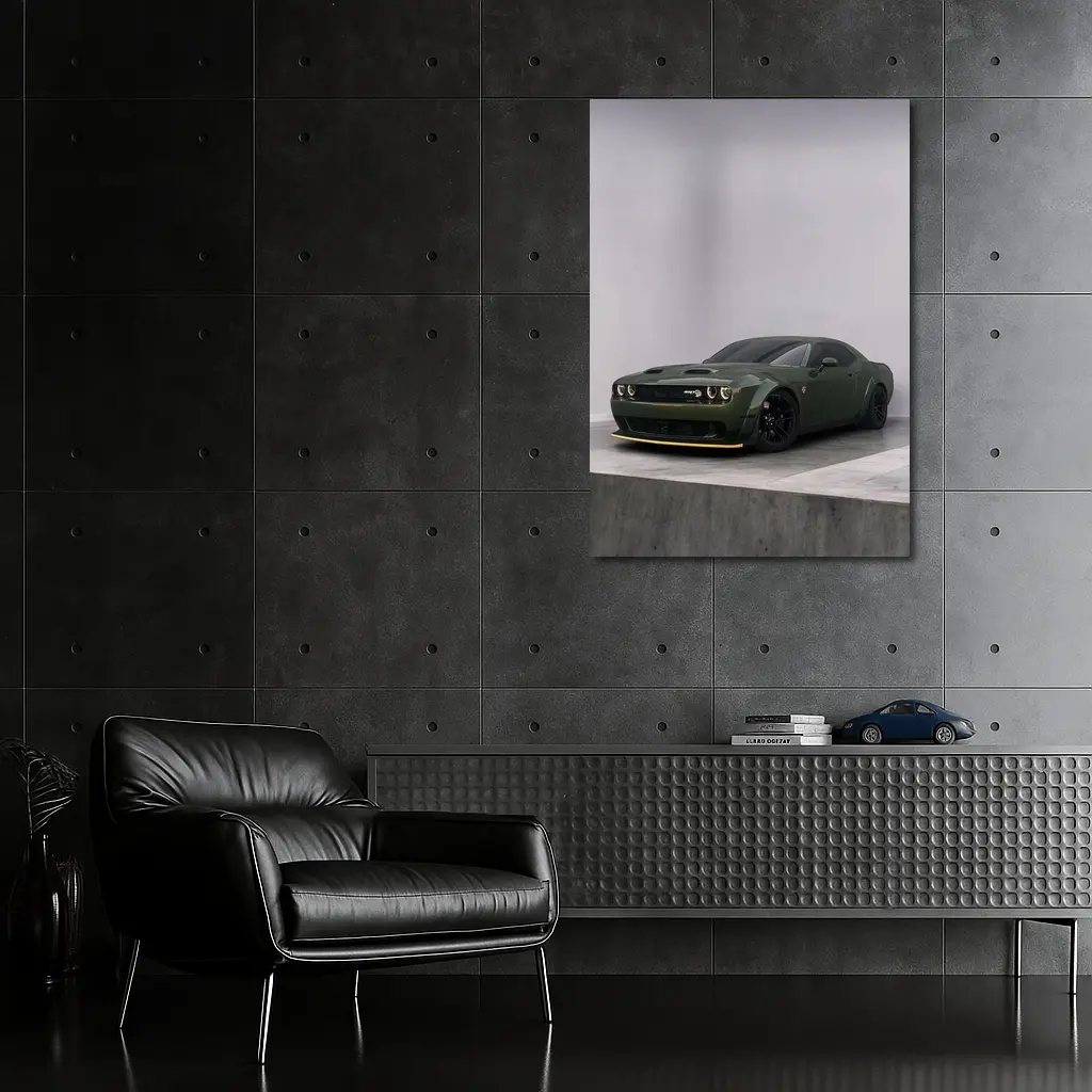 Dodge Challenger Hellcat Green Studio Shot – Wall Art