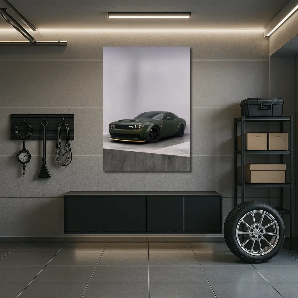 Dodge Challenger Hellcat Green Studio Shot – Wall Art