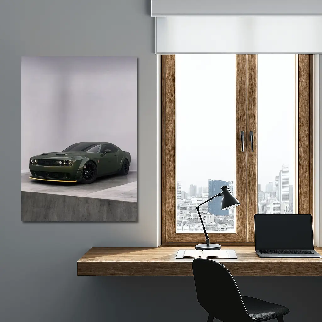 Dodge Challenger Hellcat Green Studio Shot – Wall Art