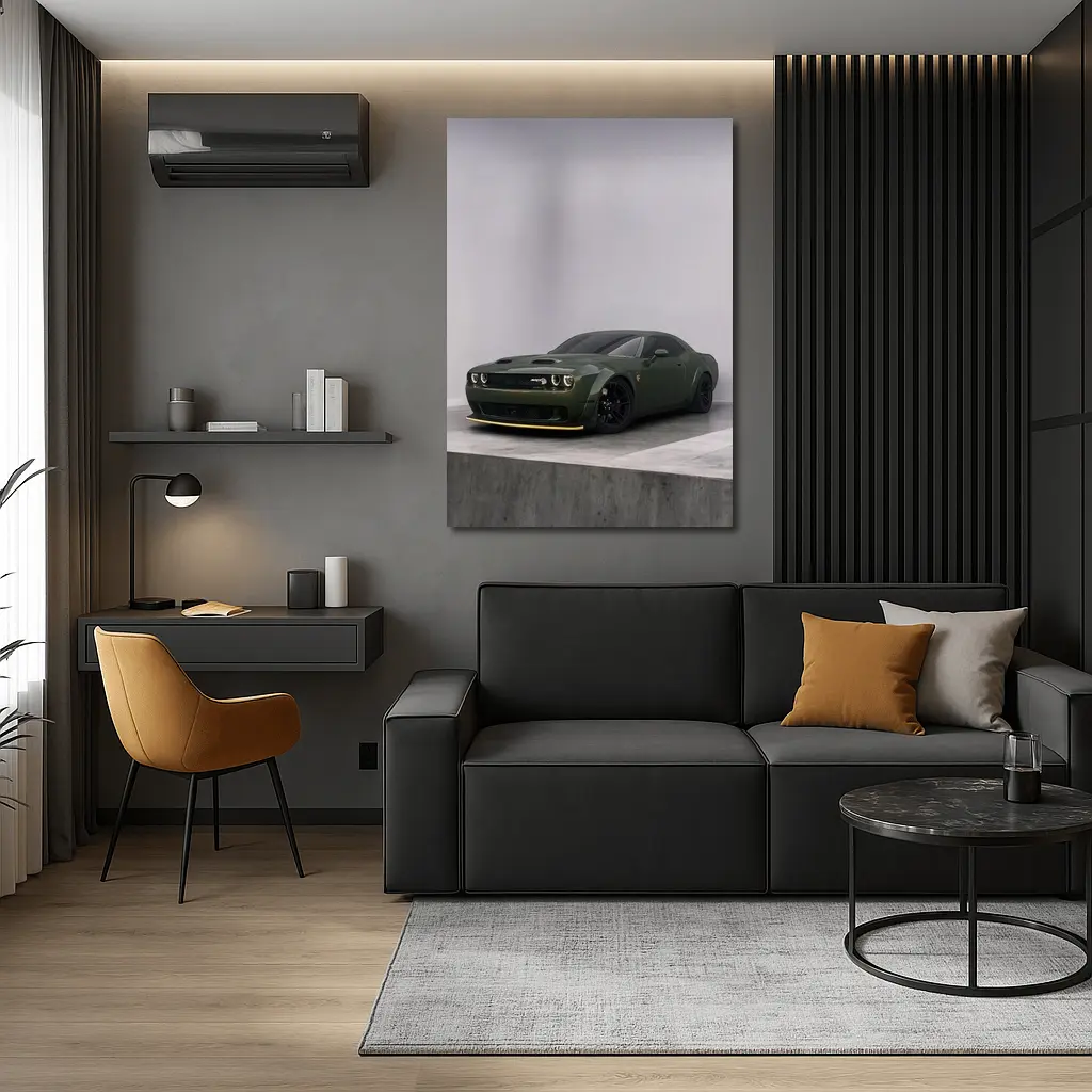 Dodge Challenger Hellcat Green Studio Shot – Wall Art