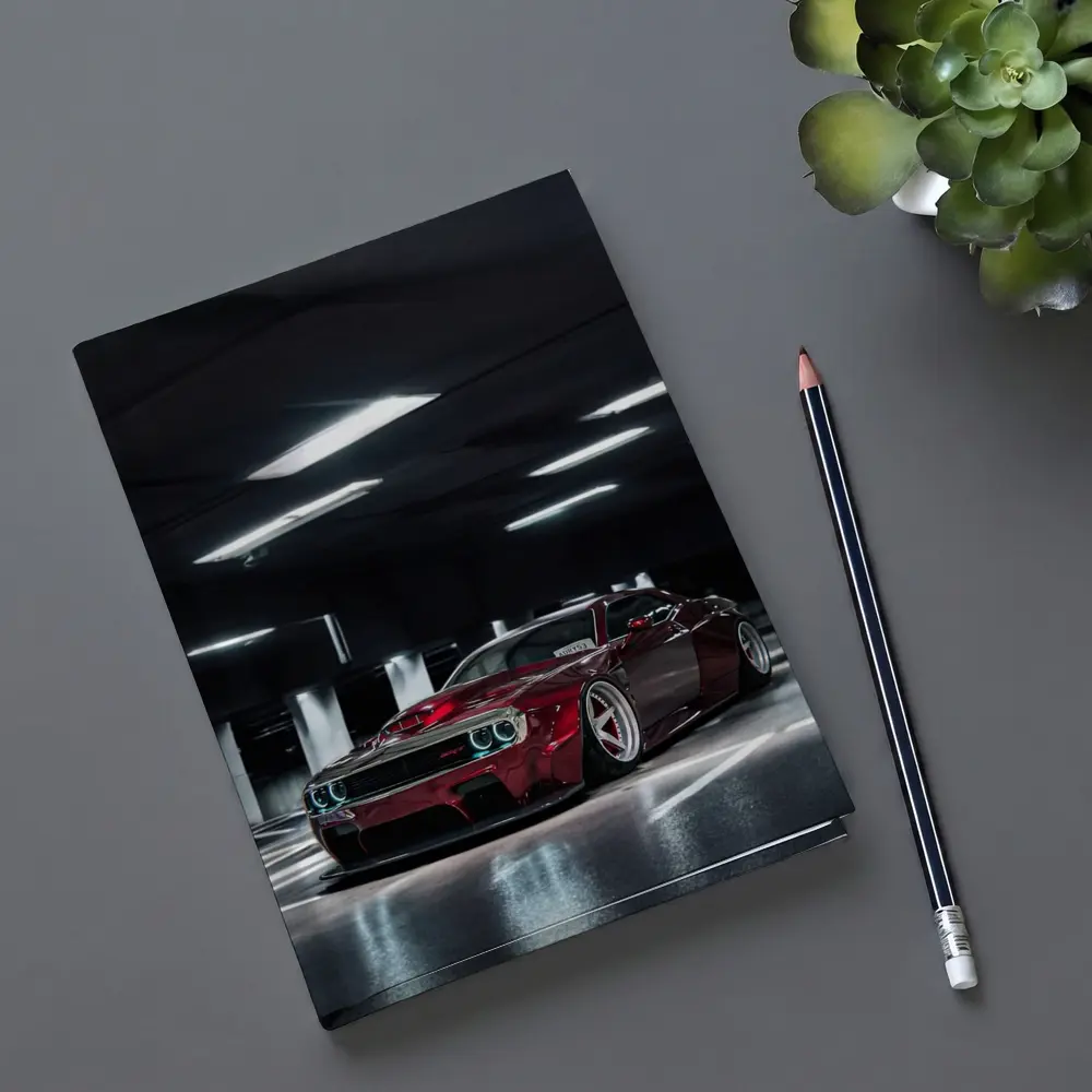Dodge Challenger Red Wide Body Parking Garage – Notebooks