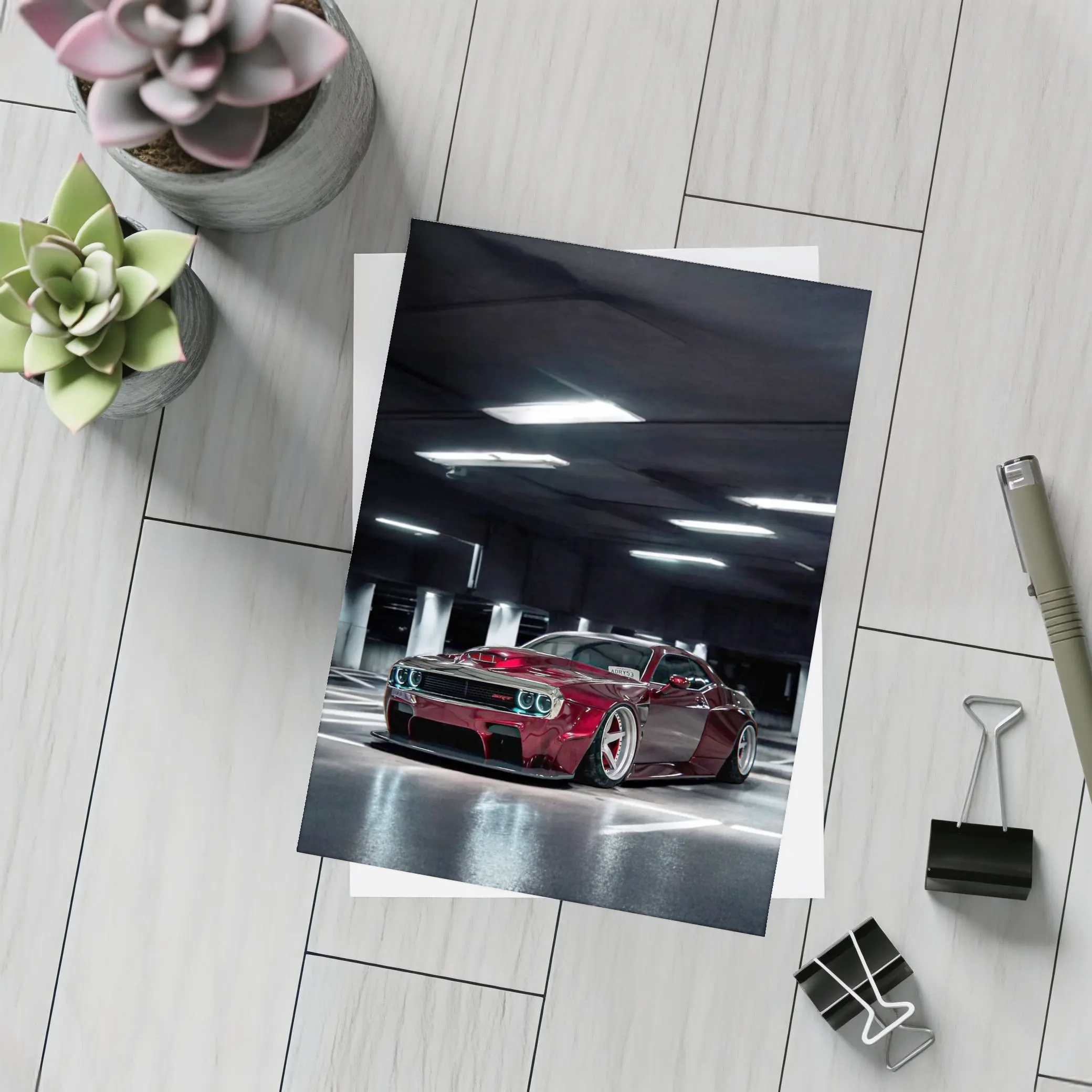 Dodge Challenger Red Wide Body Parking Garage – Postcards
