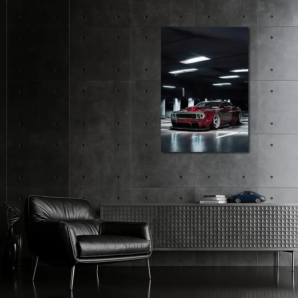 Dodge Challenger Red Wide Body Parking Garage – Wall Art