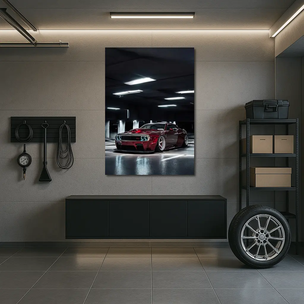 Dodge Challenger Red Wide Body Parking Garage – Wall Art